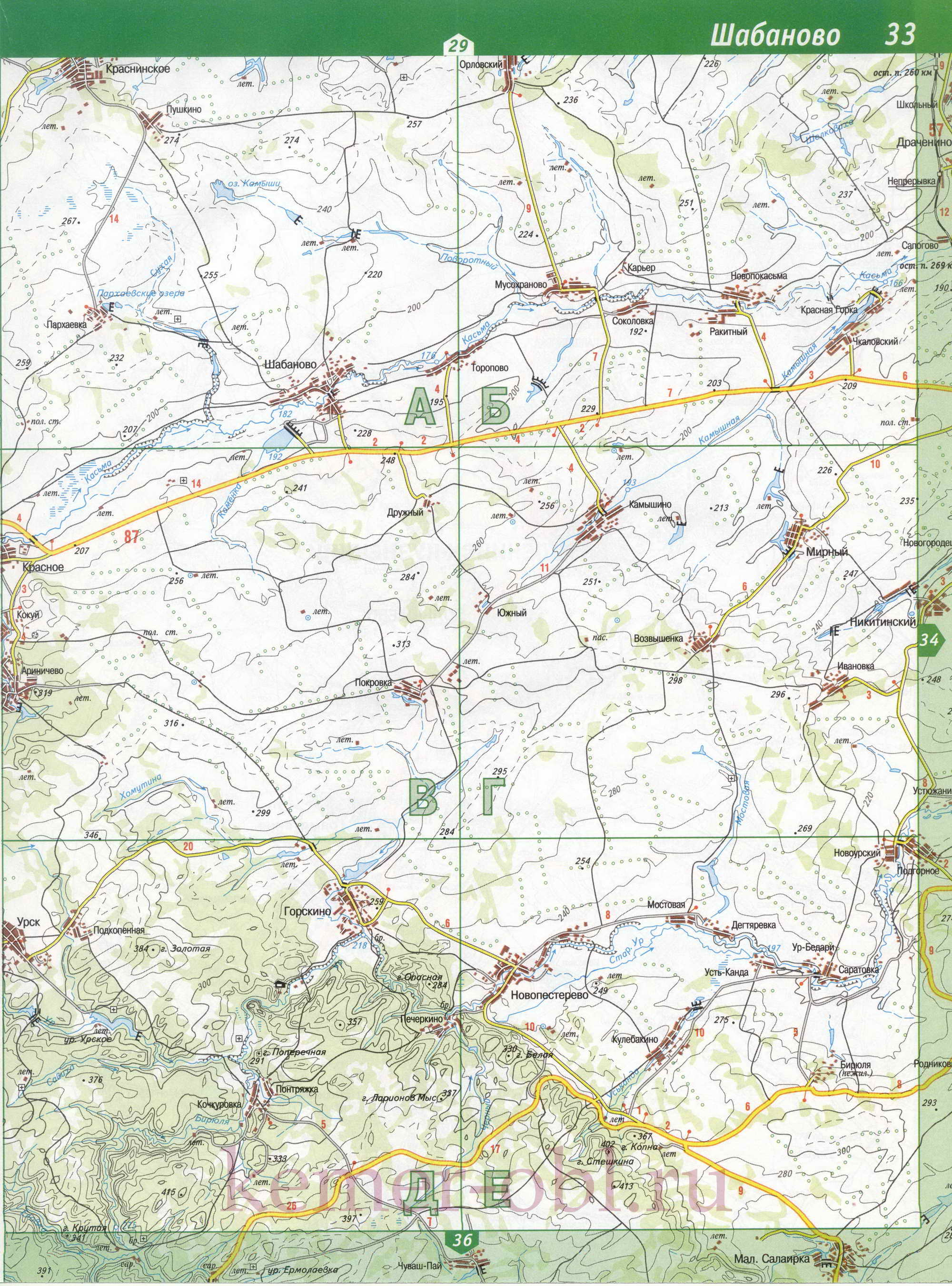 Карта Ленинск-Кузнецкий р-он Кемеровской области. Карта автодорог Ленинск-Кузнецкого района, A0 - 
