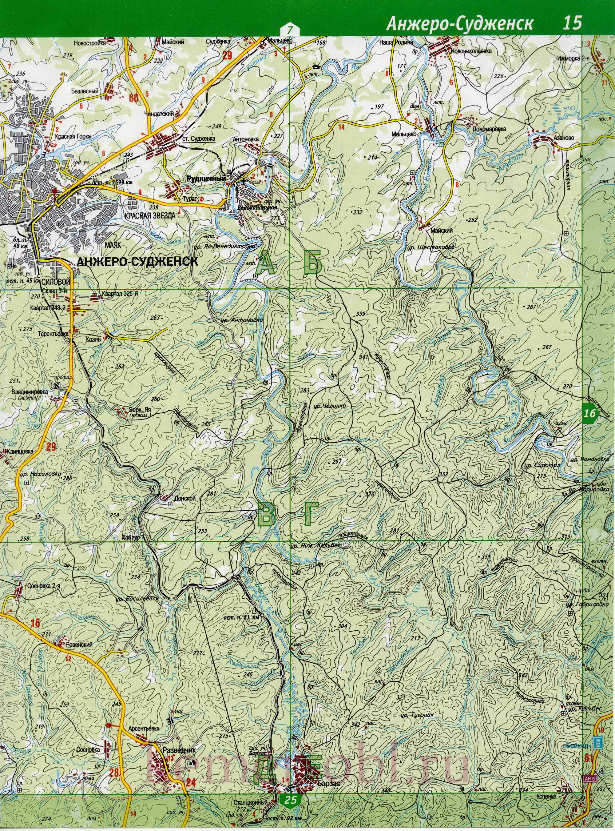 Карта Яйский район Кемеровской обл. Топографическая карта Яйского района , B1 - 